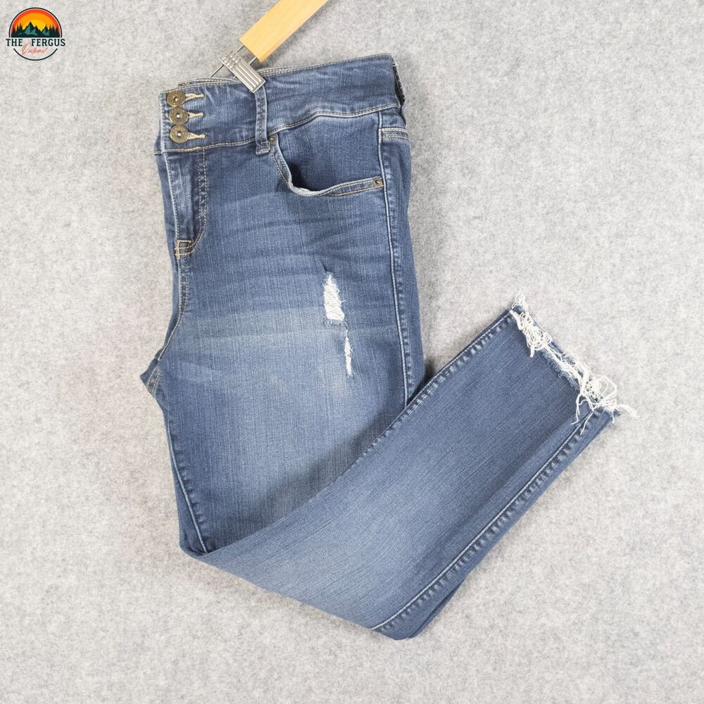 Torrid Skinny Jeans Blue Cotton Blend Button Fly Curvy Women's Plus Size 14 R